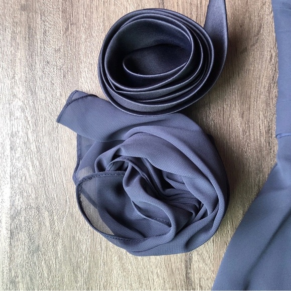 Morilee Madeline Gardner Short Dress Size 2/4 Dusty Blue Draped Chiffon Formal - Picture 4 of 10